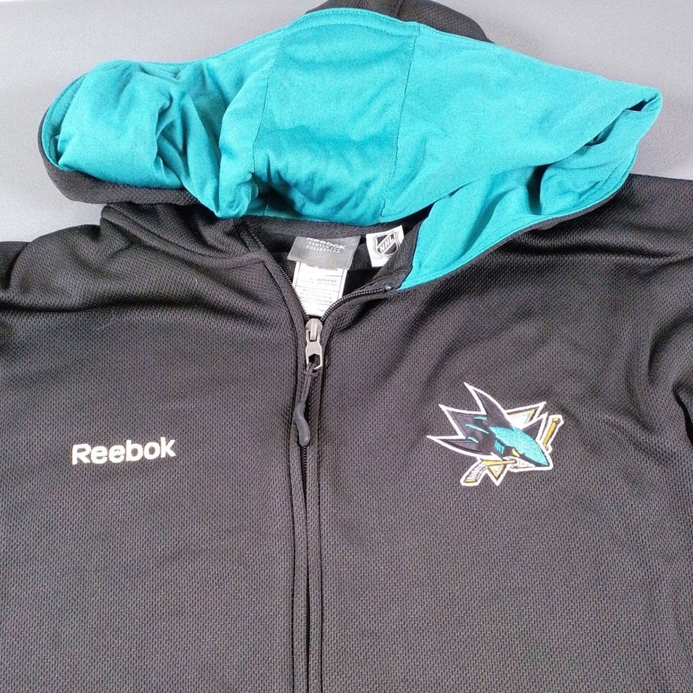 San Jose Sharks Reebok NHL Full Zip Hoodie Large Hockey Sportswear Athletic Gift
